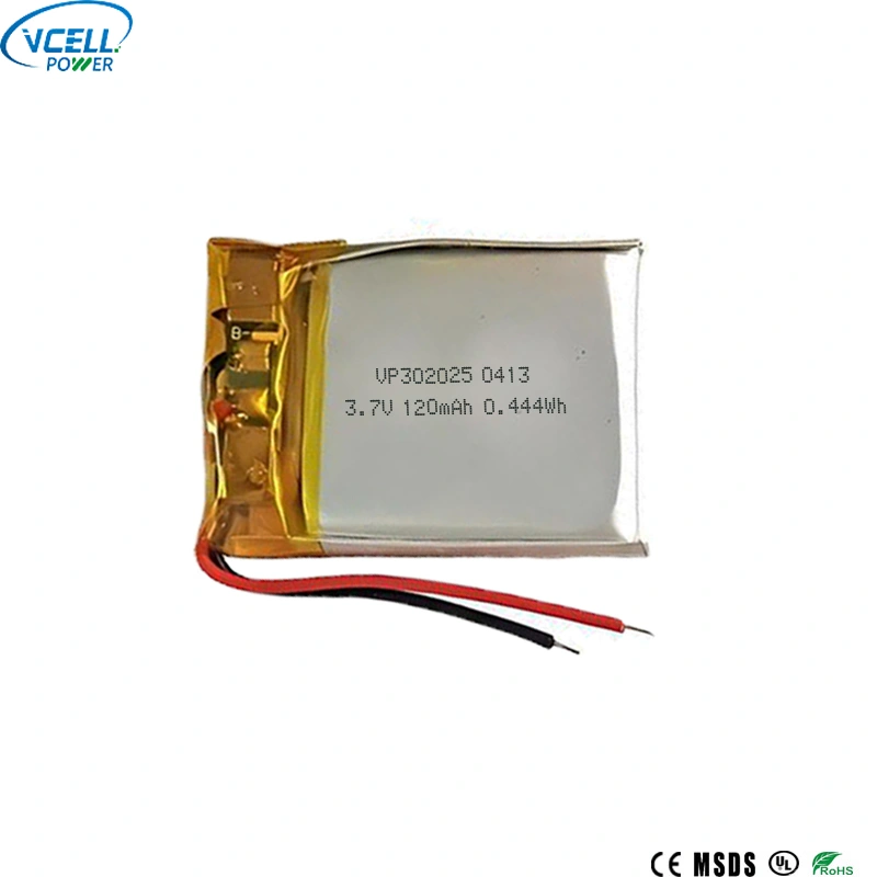Bateria de polímero de lítio 302025 3,7V 120mAh