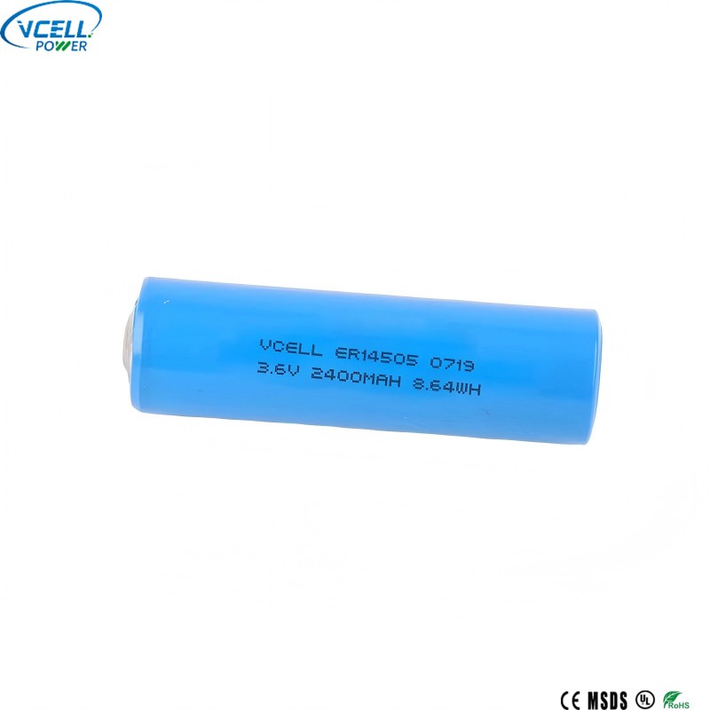 Bateria de Li SOCL2 do tamanho de ER14505 3.6V 2400mAh AA